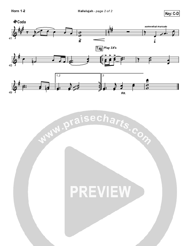 Hallelujah French Horn 1/2 (Hillsong Worship)