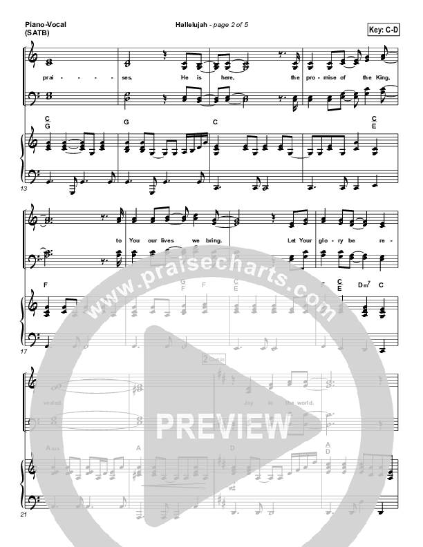 Hallelujah Piano/Vocal (SATB) (Hillsong Worship)