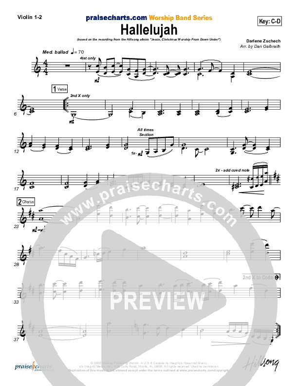 Hallelujah Violin 1/2 (Hillsong Worship)