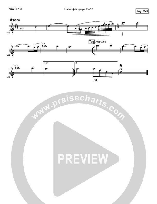 Hallelujah Violin 1/2 (Hillsong Worship)