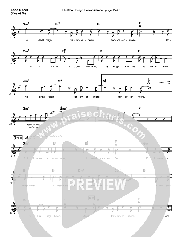 He Shall Reign Forevermore Lead Sheet (Melody) (Chris Tomlin)