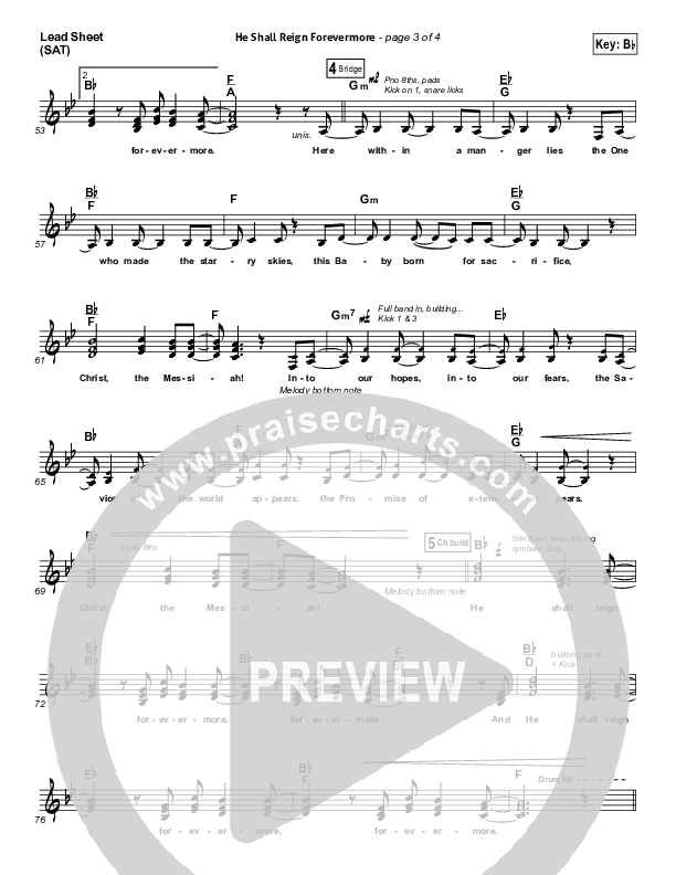 He Shall Reign Forevermore Lead Sheet (SAT) (Chris Tomlin)