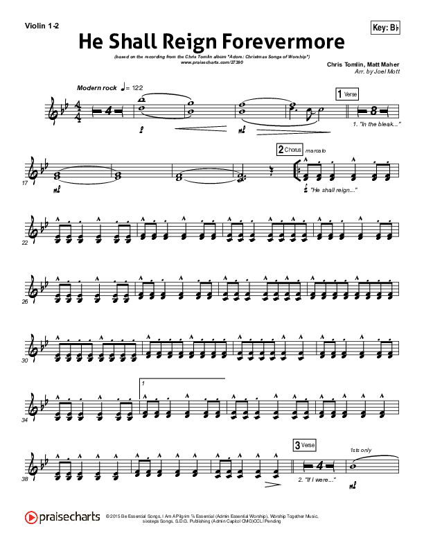 He Shall Reign Forevermore Violin 1/2 (Chris Tomlin)