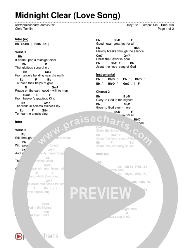 Midnight Clear (Love Song) Chords & Lyrics (Chris Tomlin)
