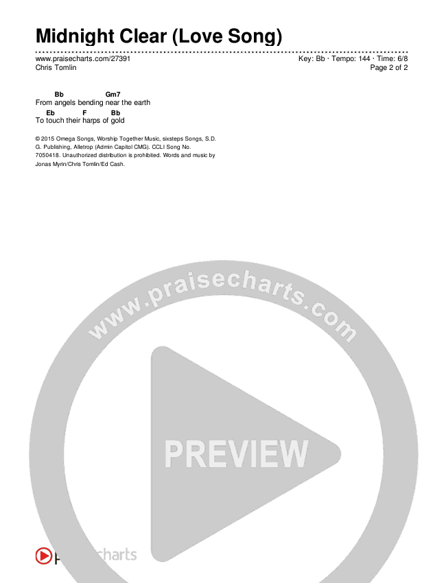 Midnight Clear (Love Song) Chords & Lyrics (Chris Tomlin)