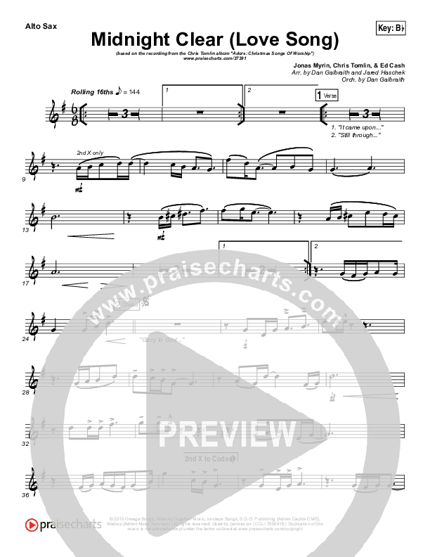Midnight Clear (Love Song) Alto Sax (Chris Tomlin)