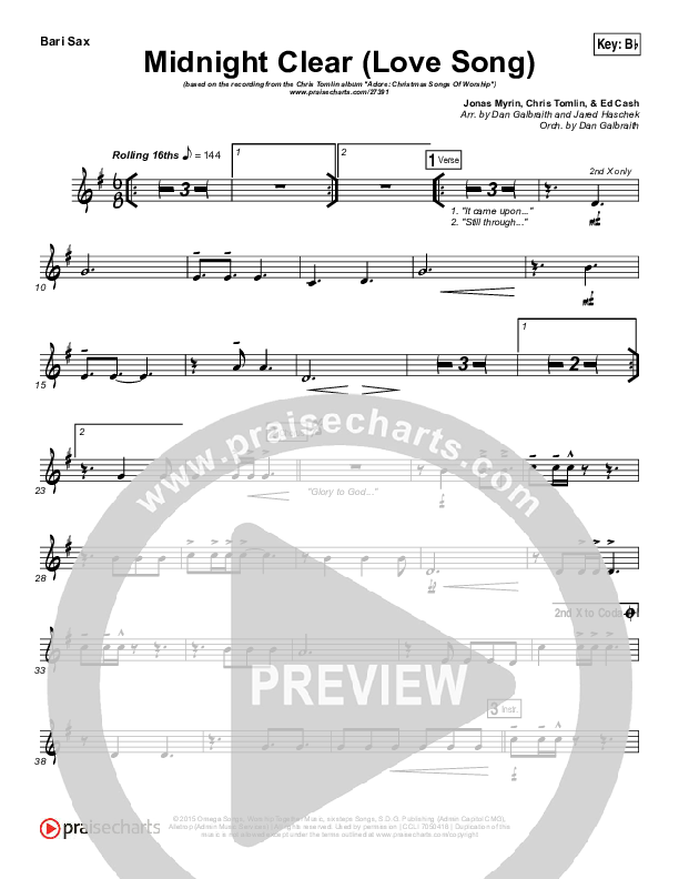 Midnight Clear (Love Song) Bari Sax (Chris Tomlin)