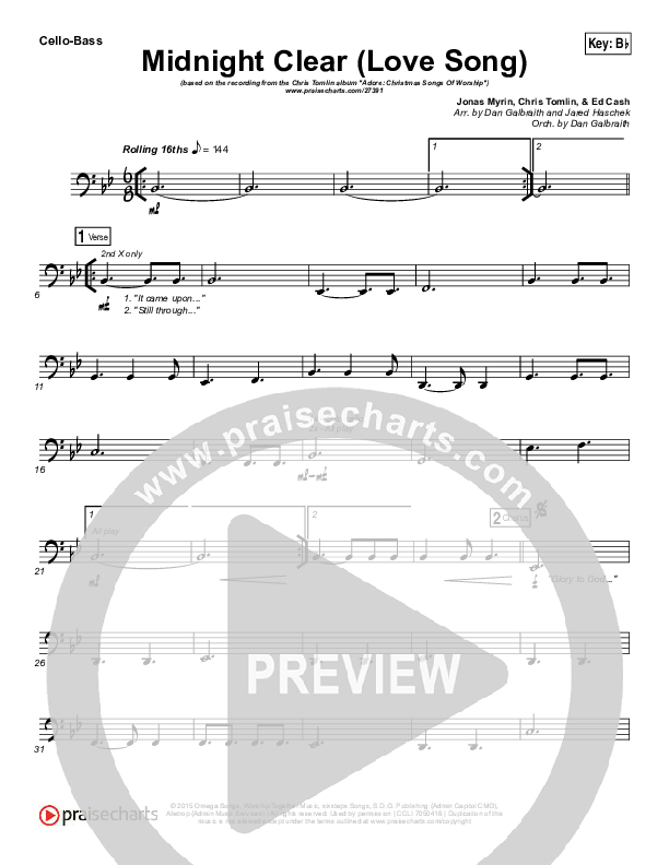 Midnight Clear (Love Song) Cello/Bass (Chris Tomlin)