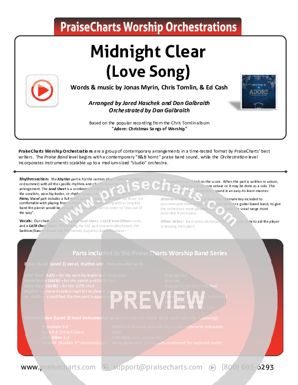 Midnight Clear (Love Song) Cover Sheet (Chris Tomlin)