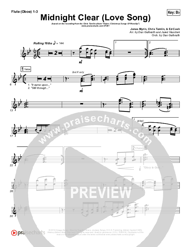 Midnight Clear (Love Song) Flute/Oboe 1/2/3 (Chris Tomlin)