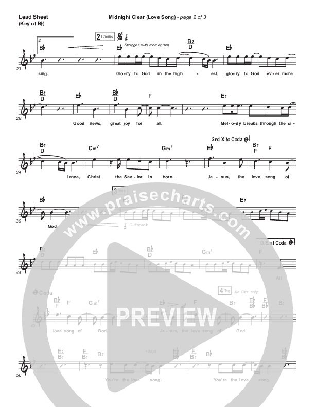 Midnight Clear (Love Song) Lead Sheet (Melody) (Chris Tomlin)