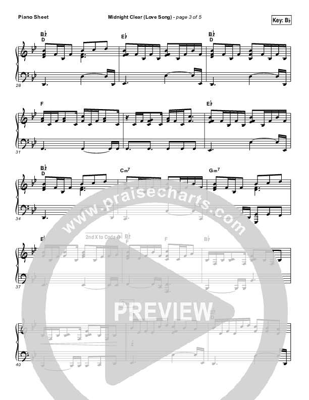 Midnight Clear (Love Song) Piano Sheet (Chris Tomlin)