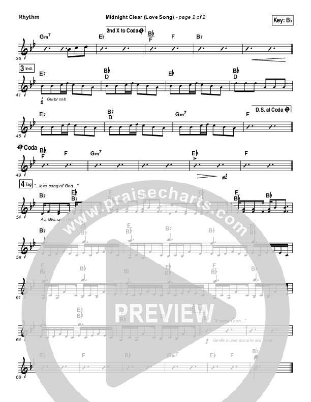 Midnight Clear (Love Song) Rhythm Chart (Chris Tomlin)