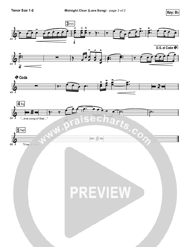 Midnight Clear (Love Song) Tenor Sax 1/2 (Chris Tomlin)