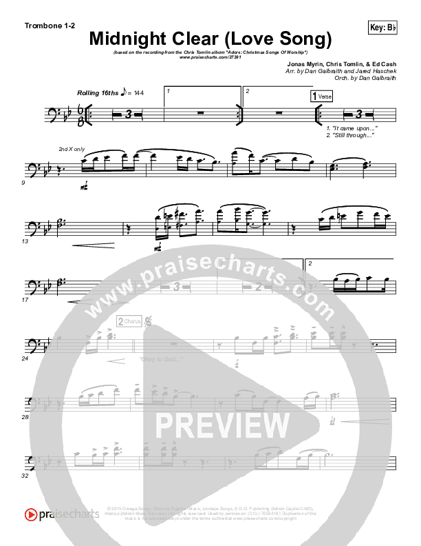 Midnight Clear (Love Song) Trombone 1/2 (Chris Tomlin)