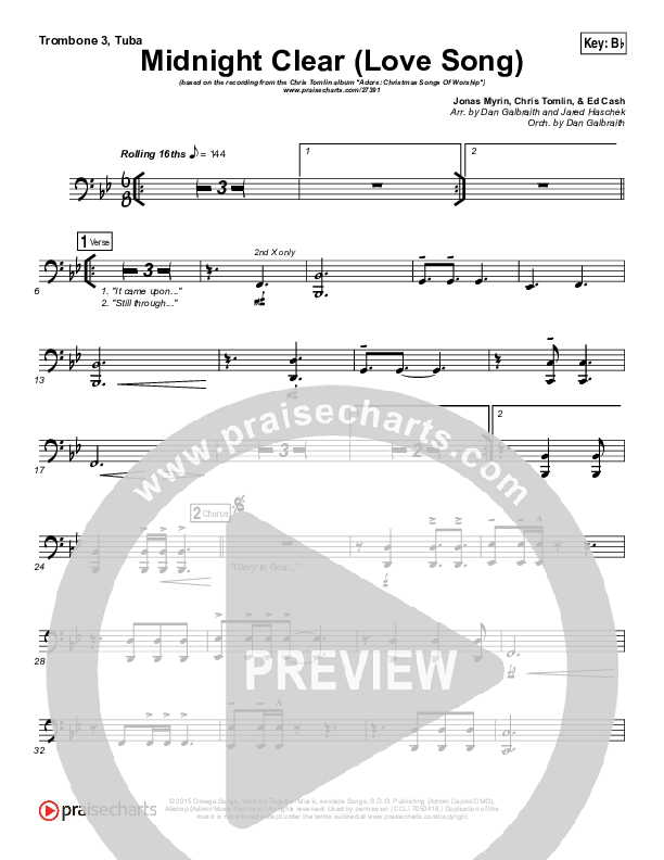 Midnight Clear (Love Song) Trombone 3/Tuba (Chris Tomlin)