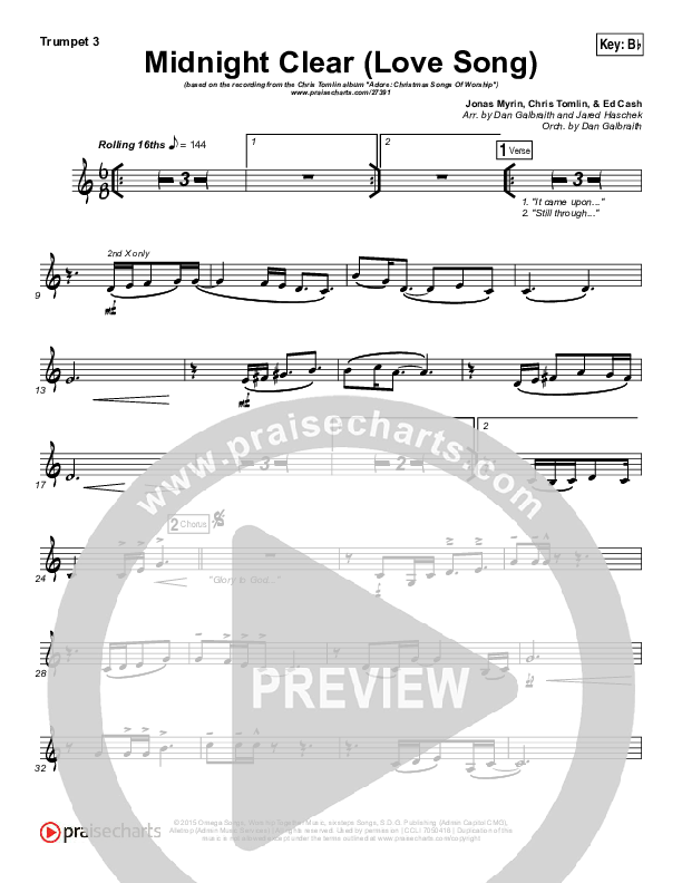 Midnight Clear (Love Song) Trumpet 3 (Chris Tomlin)