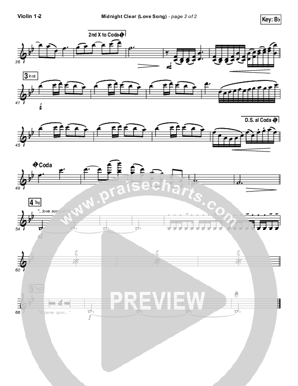 Midnight Clear (Love Song) Violin 1/2 (Chris Tomlin)