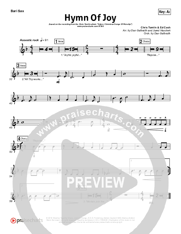 Hymn Of Joy Bari Sax (Chris Tomlin)