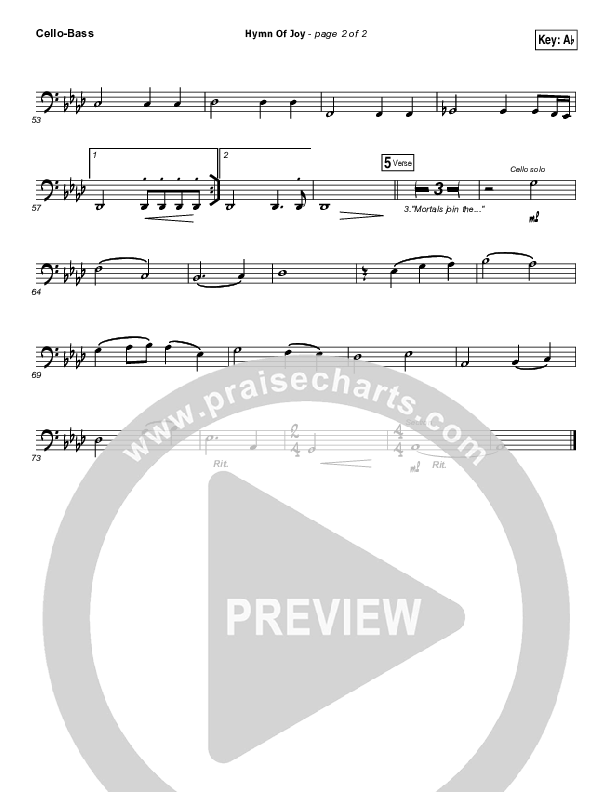 Hymn Of Joy Cello/Bass (Chris Tomlin)