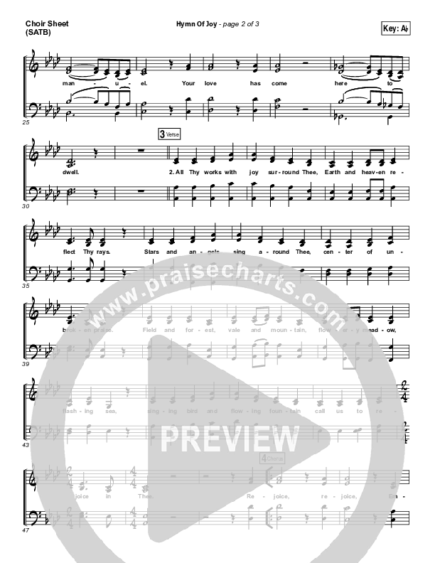 Hymn Of Joy Choir Sheet (SATB) (Chris Tomlin)