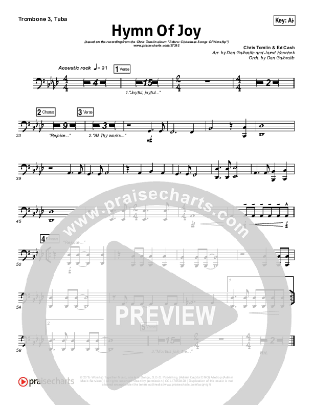Hymn Of Joy Trombone 3/Tuba (Chris Tomlin)