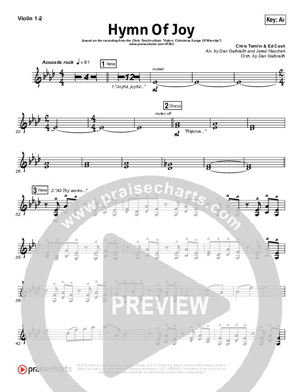 Hymn Of Joy Violin 1/2 (Chris Tomlin)