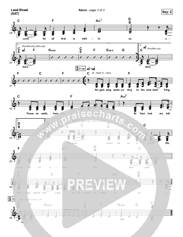 Adore Lead Sheet (SAT) (Chris Tomlin)