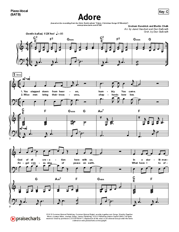 Adore Piano/Vocal (SATB) (Chris Tomlin)