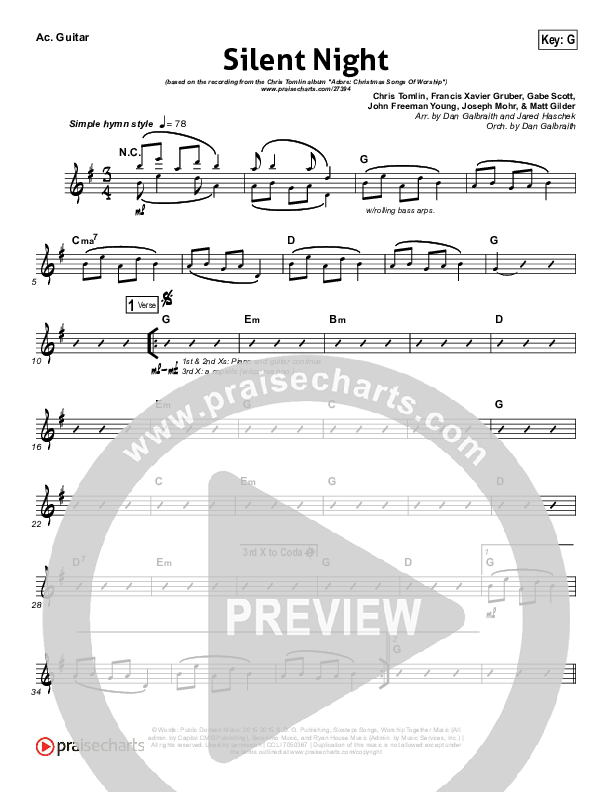 Silent Night Rhythm Chart (Chris Tomlin / Kristyn Getty)