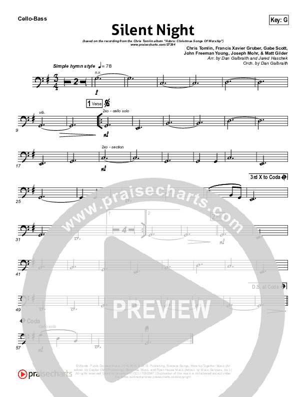 Silent Night Cello/Bass (Chris Tomlin / Kristyn Getty)