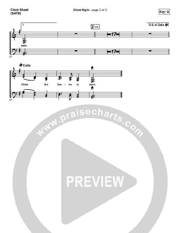 Silent Night Choir Sheet (SATB) (Chris Tomlin / Kristyn Getty)