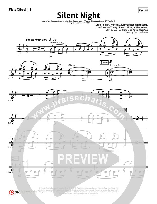 Silent Night Flute/Oboe 1/2/3 (Chris Tomlin / Kristyn Getty)