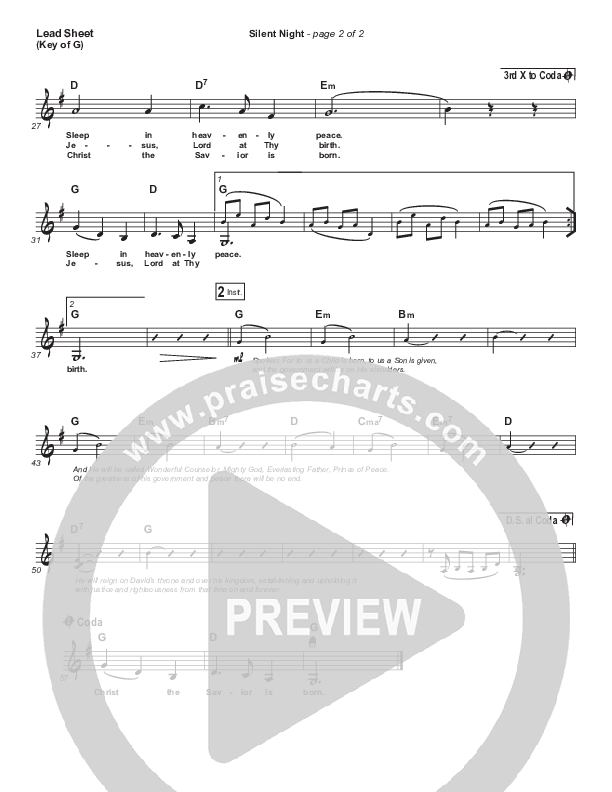 Silent Night Lead Sheet (Melody) (Chris Tomlin / Kristyn Getty)