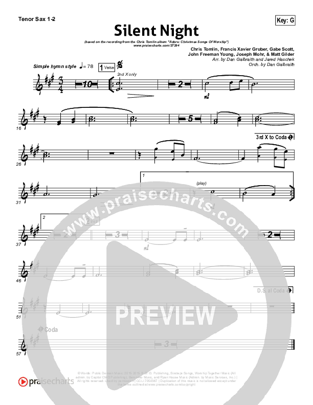 Silent Night Tenor Sax 1/2 (Chris Tomlin / Kristyn Getty)