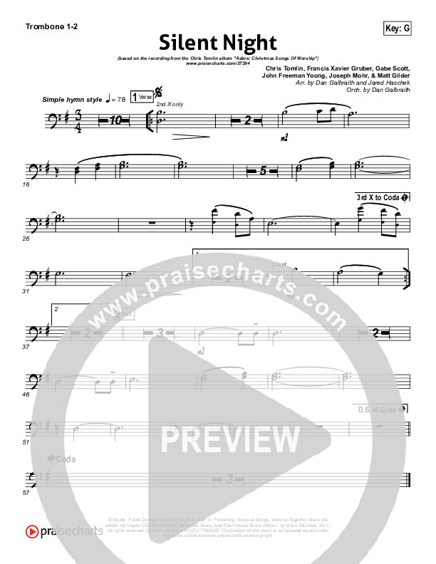 Silent Night Trombone 1/2 (Chris Tomlin / Kristyn Getty)