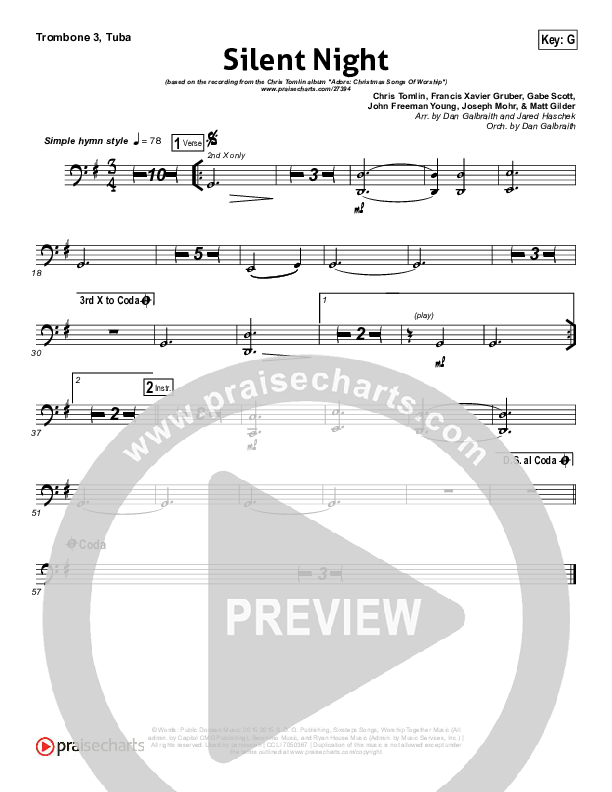 Silent Night Trombone 3/Tuba (Chris Tomlin / Kristyn Getty)