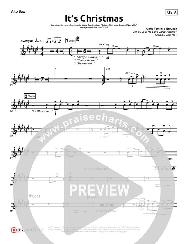 It's Christmas Alto Sax (Chris Tomlin)