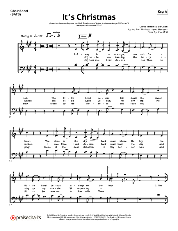 It's Christmas Choir Sheet (SATB) (Chris Tomlin)