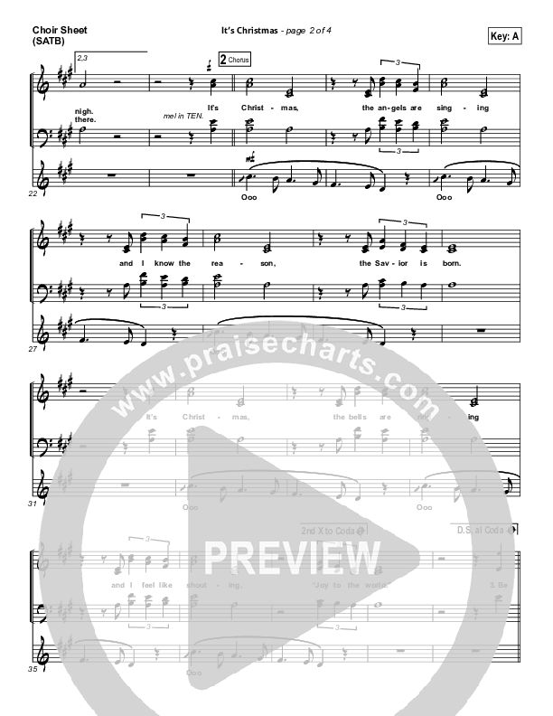 It's Christmas Choir Sheet (SATB) (Chris Tomlin)