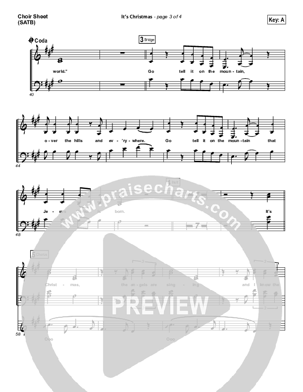 It's Christmas Choir Sheet (SATB) (Chris Tomlin)