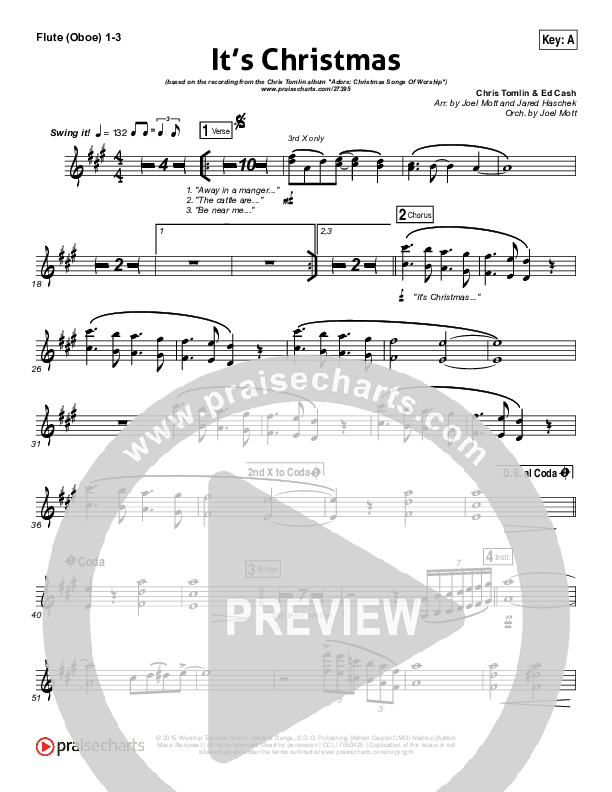It's Christmas Flute/Oboe 1/2/3 (Chris Tomlin)