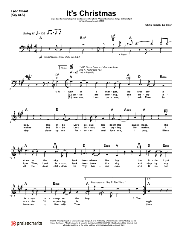 It's Christmas Lead Sheet (Melody) (Chris Tomlin)