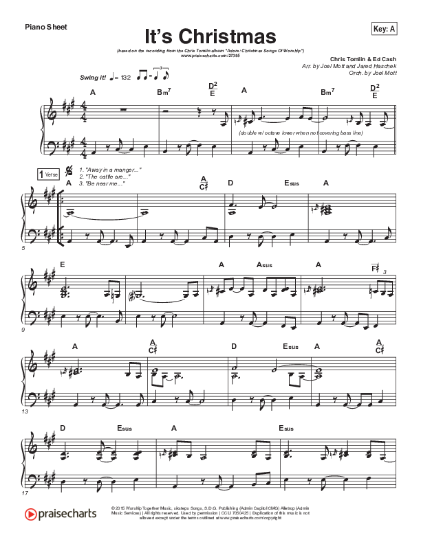 It's Christmas Piano Sheet (Chris Tomlin)