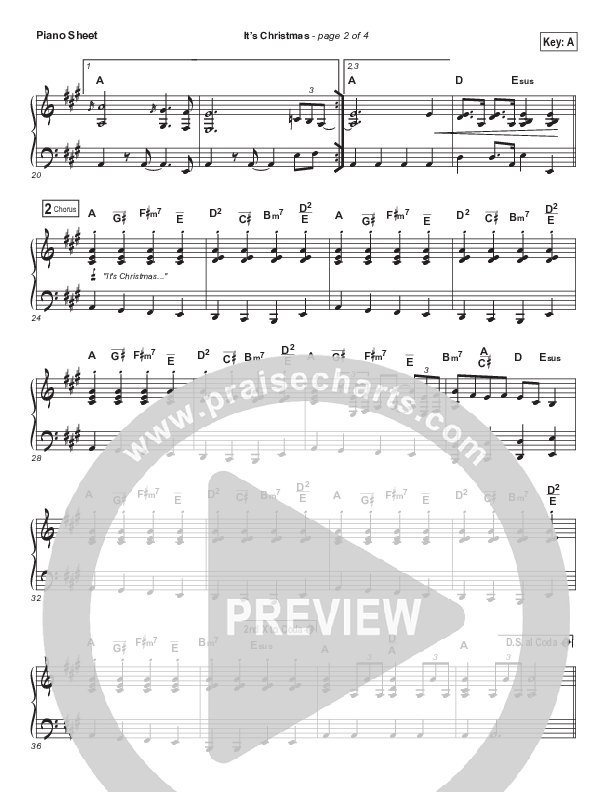 It's Christmas Piano Sheet (Chris Tomlin)