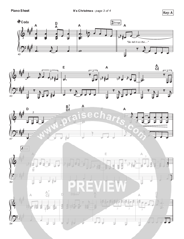 It's Christmas Piano Sheet (Chris Tomlin)