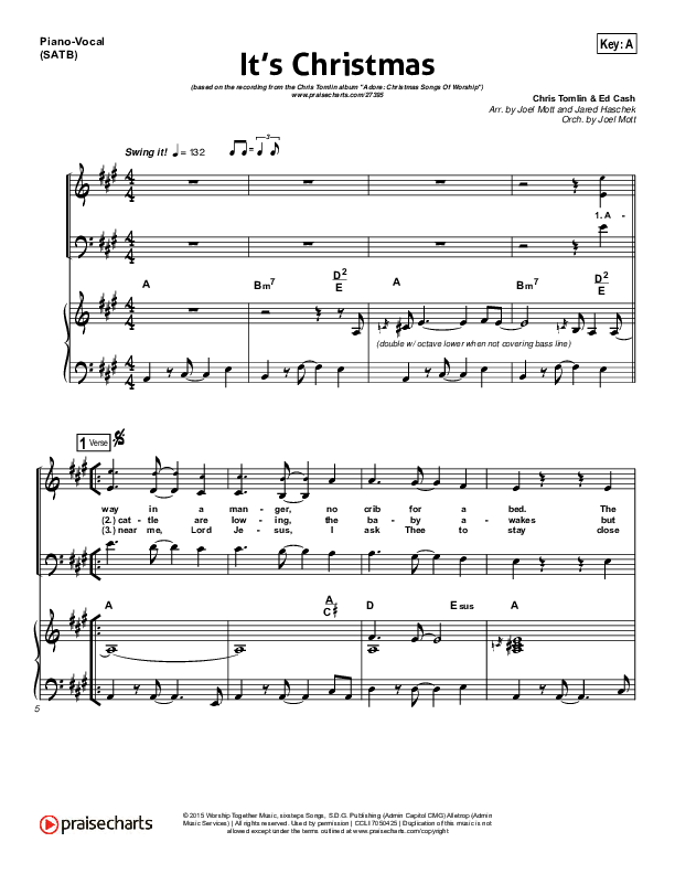 It's Christmas Piano/Vocal (SATB) (Chris Tomlin)