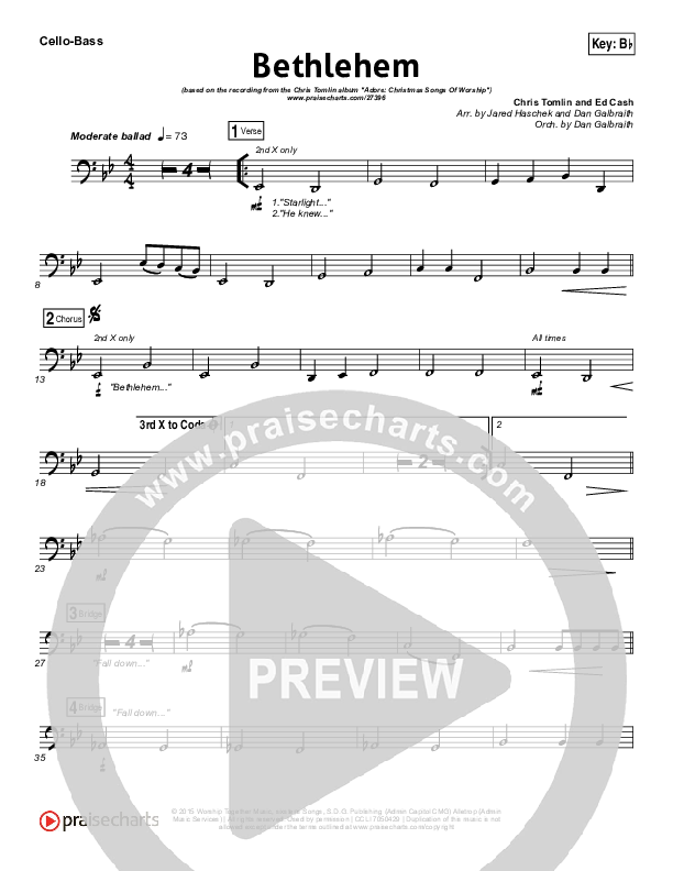Bethlehem Cello/Bass (Chris Tomlin)
