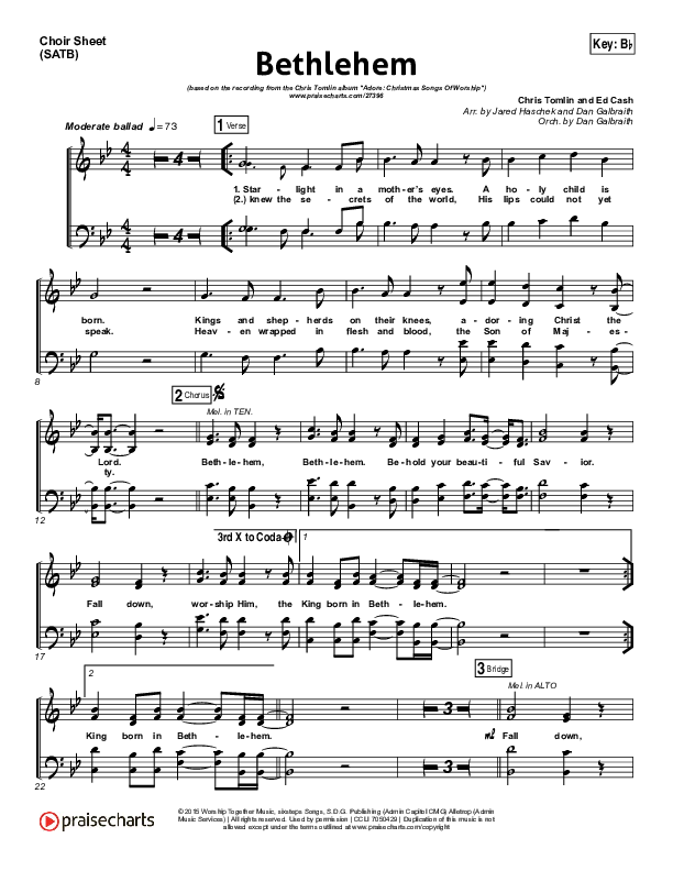 Bethlehem Choir Vocals (SATB) (Chris Tomlin)
