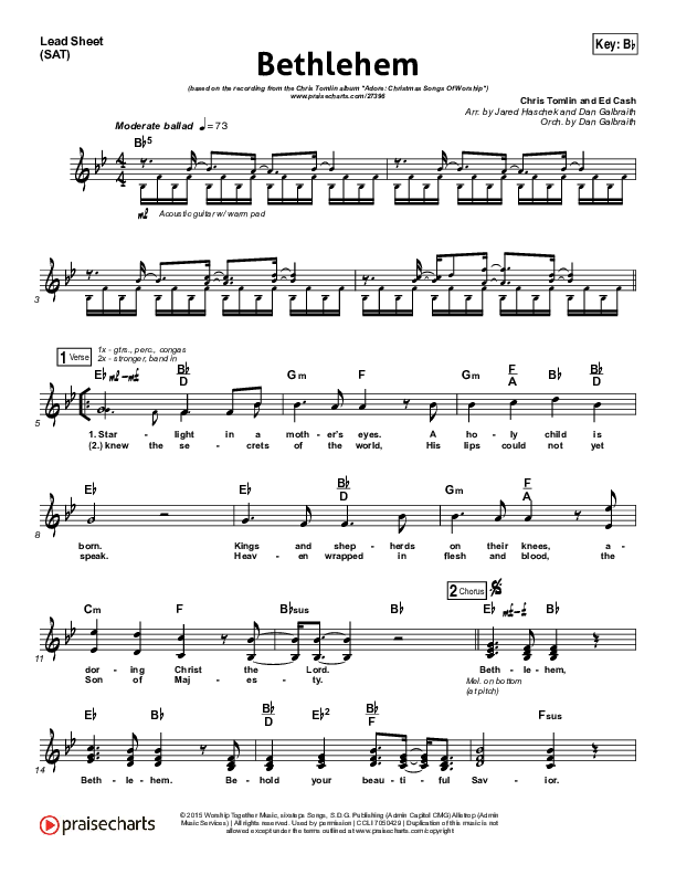 Bethlehem Lead Sheet (SAT) (Chris Tomlin)
